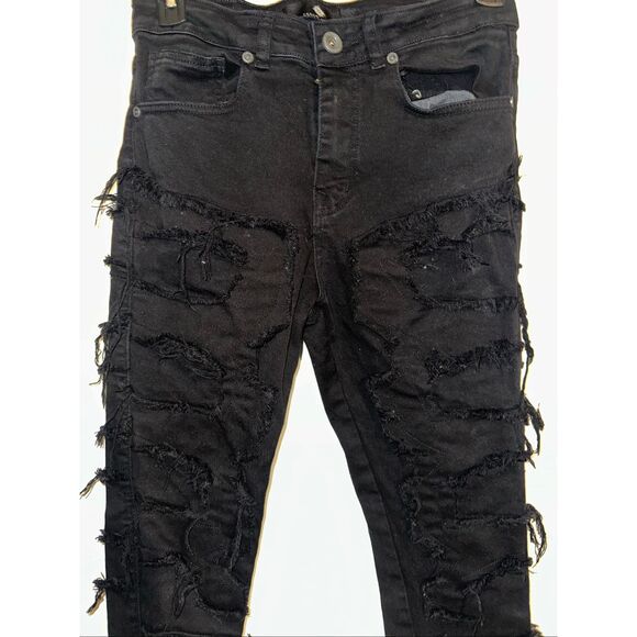 Focus Black Stacked Skinny Flare Double stacked 30 x 38 Jeans - Picture 5 of 10